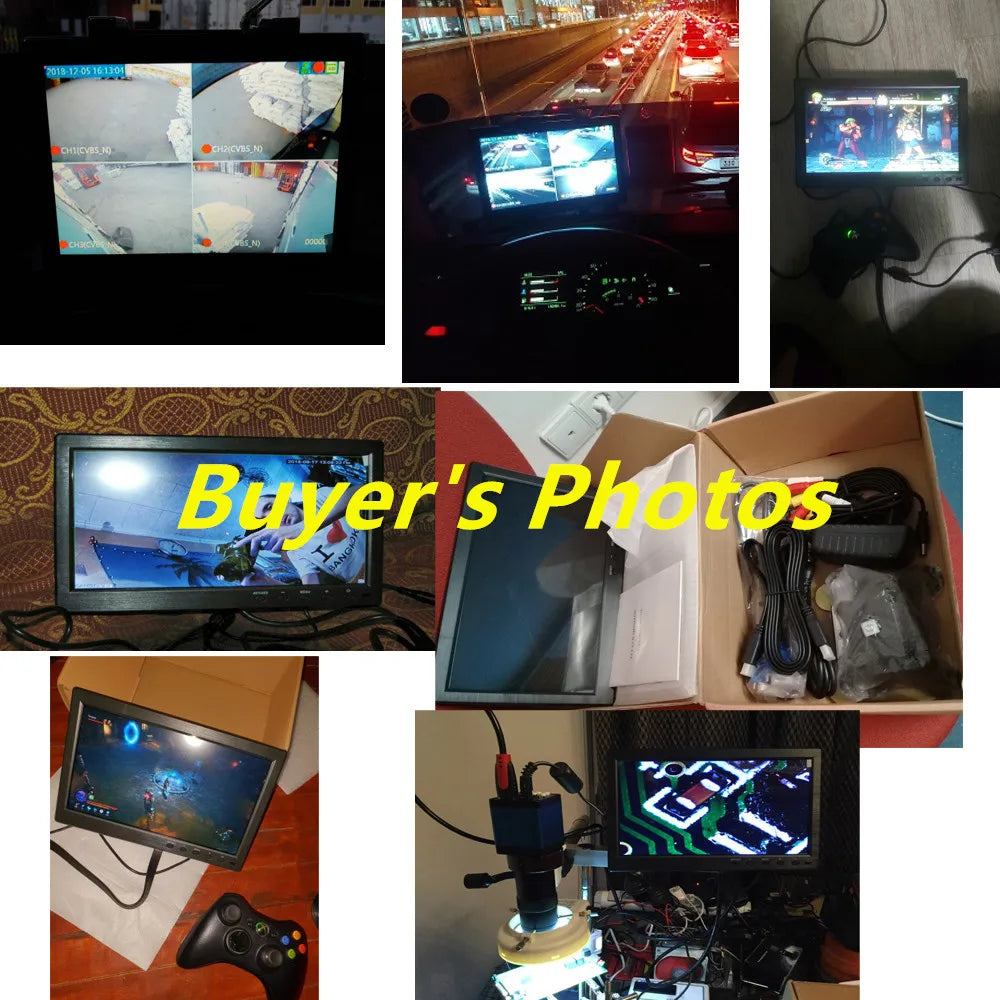 Podofo 10.1" LCD HD Monitor & Computer Display Color Screen 2Channel Video Input Security Monitor With BNC / AVI / VGA / HDMI