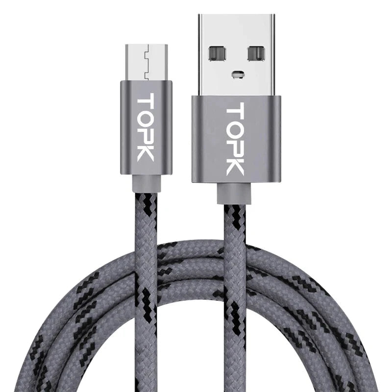 2.4A Micro USB cable – fast charging, durable build, verified for Android devices.