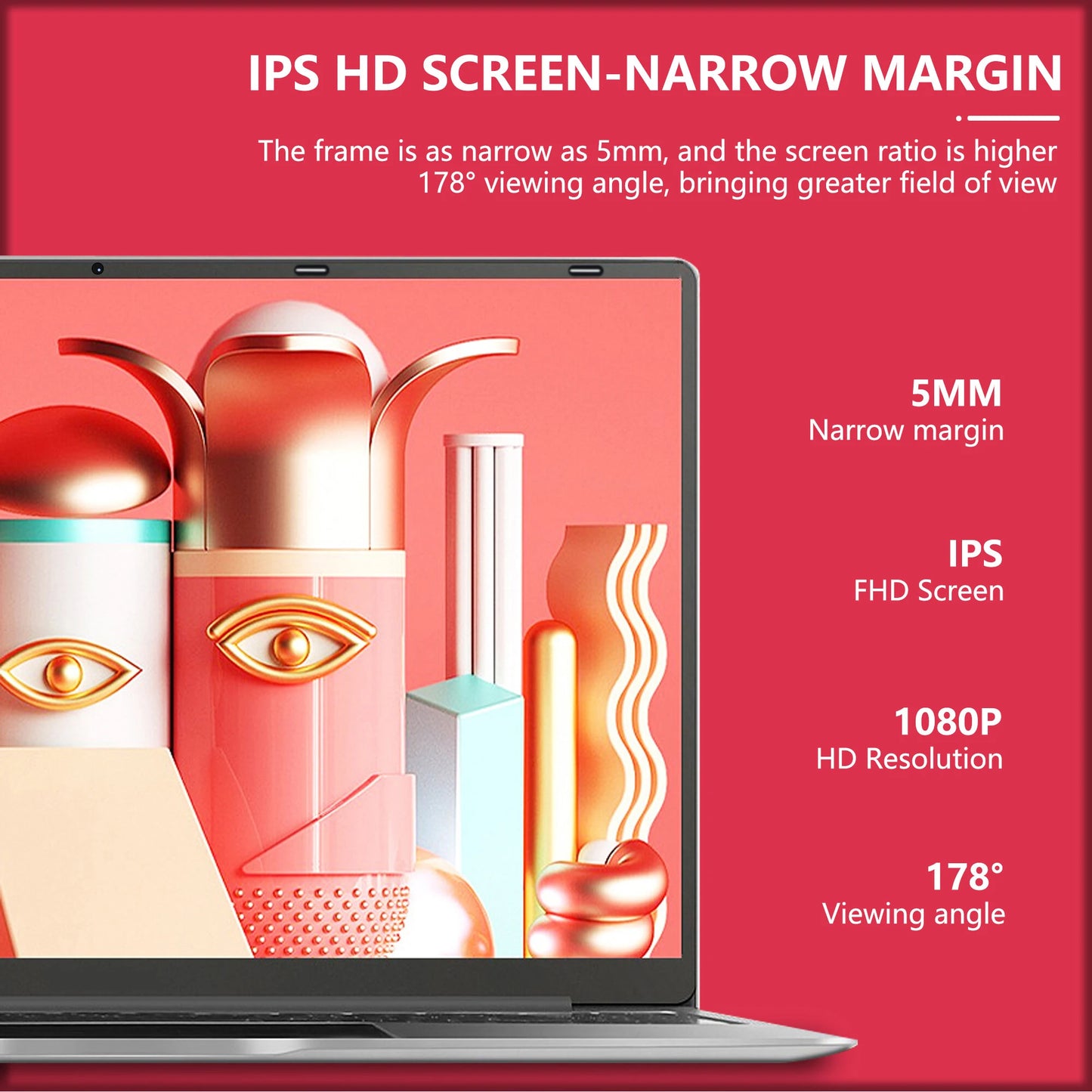 IPS FHD laptop screen with 5mm narrow bezel – 1080P HD resolution and 178° wide viewing angle from The Elektronic Store.”