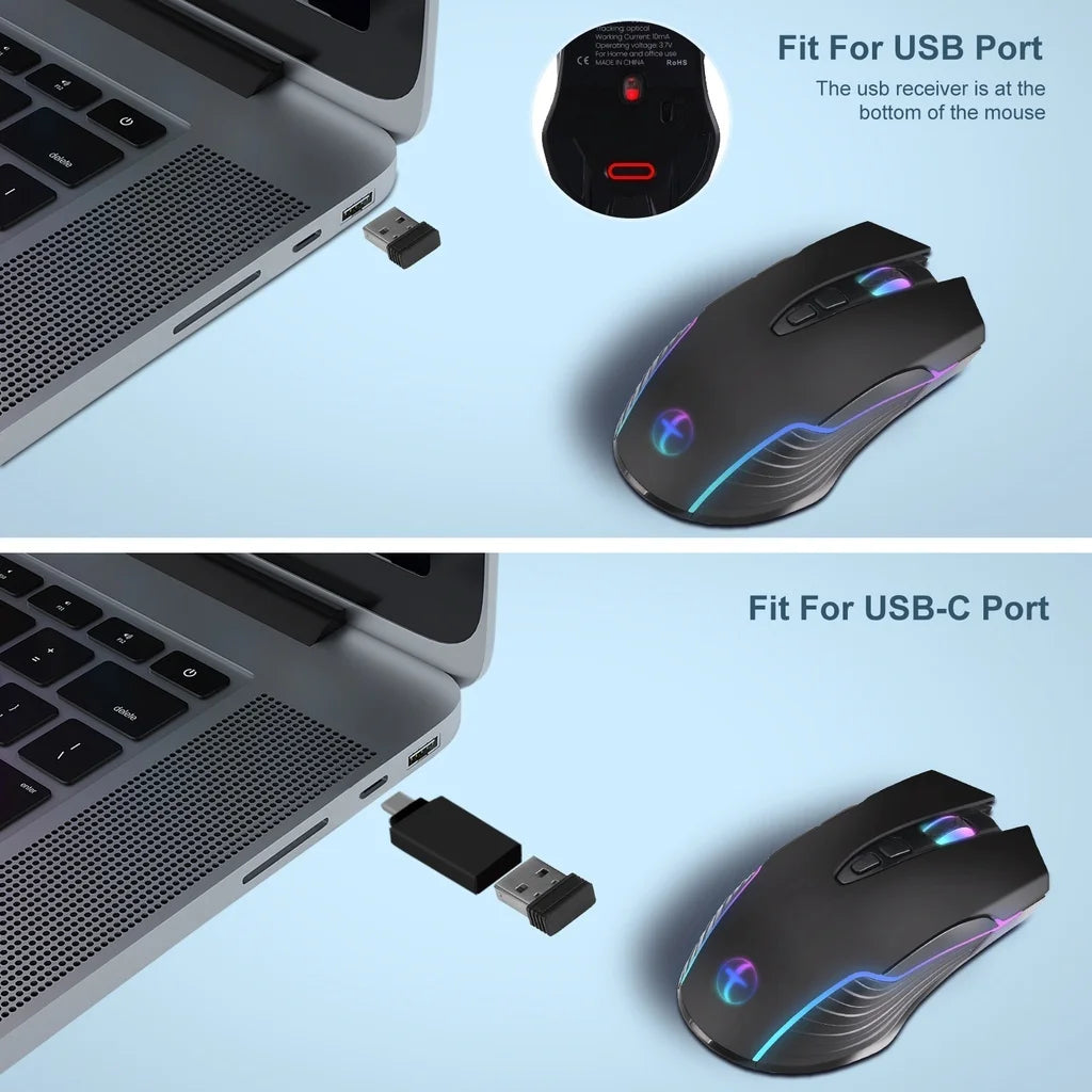 Rechargeable wireless mouse with compact USB receiver – plug-and-play verified accessory for laptops and desktops.